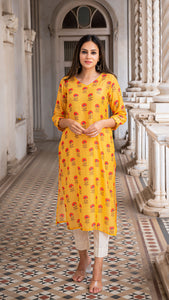 EKA SOFT SILK KURTA - MANGO YELLOW