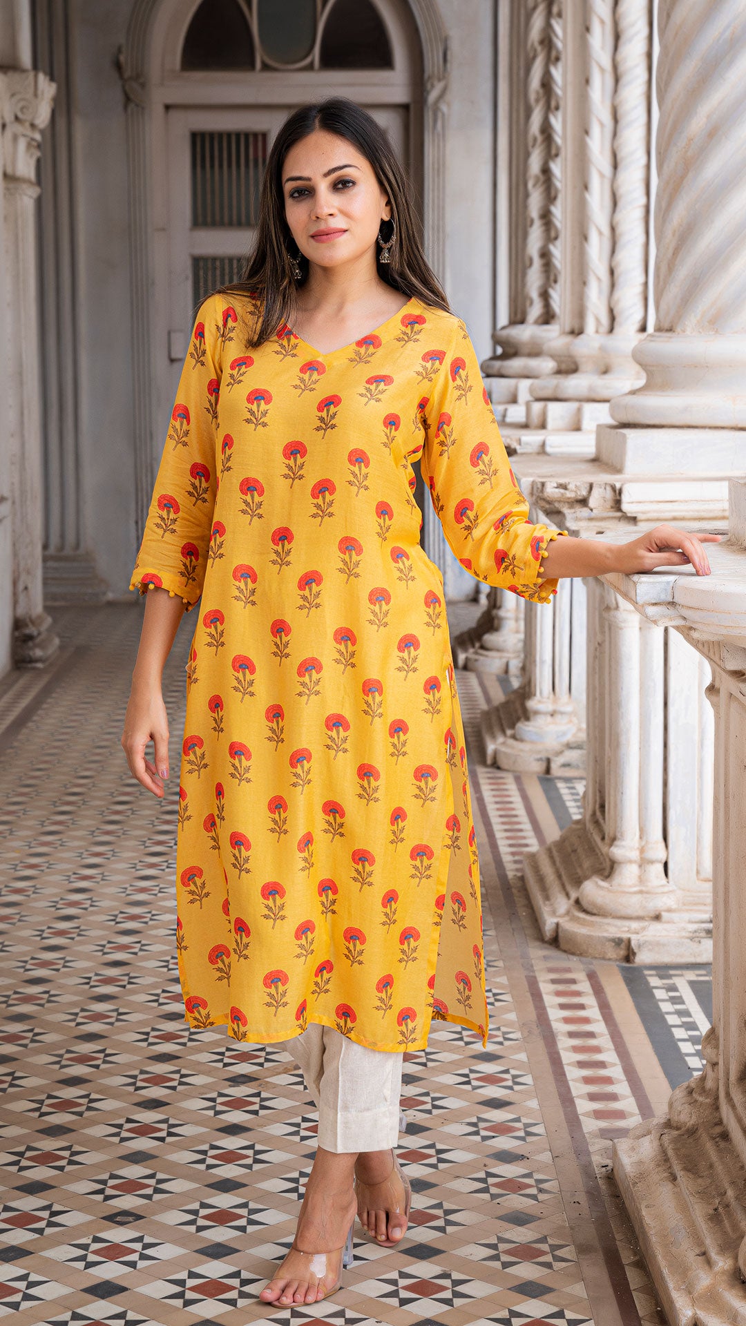 EKA SOFT SILK KURTA - MANGO YELLOW