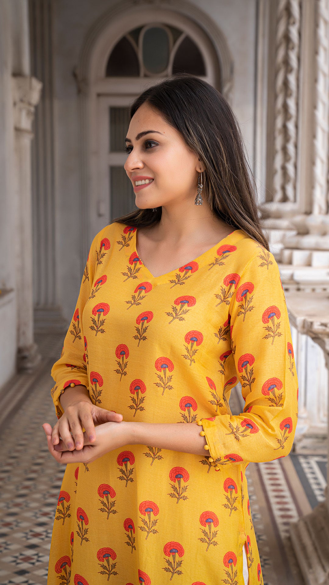 EKA SOFT SILK KURTA - MANGO YELLOW