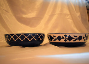 Livie Blue Pottery Salad Bowls