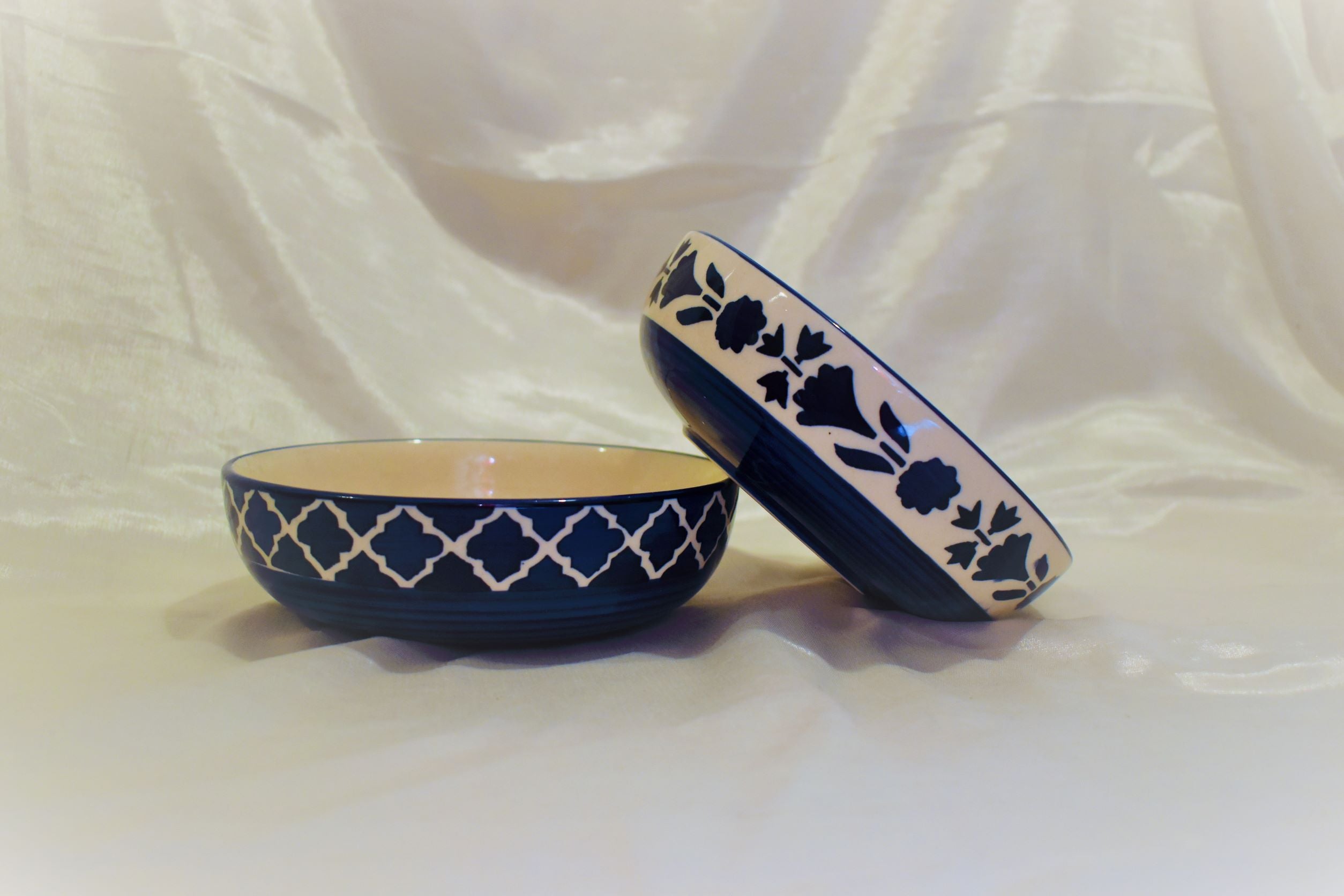 Livie Blue Pottery Salad Bowls