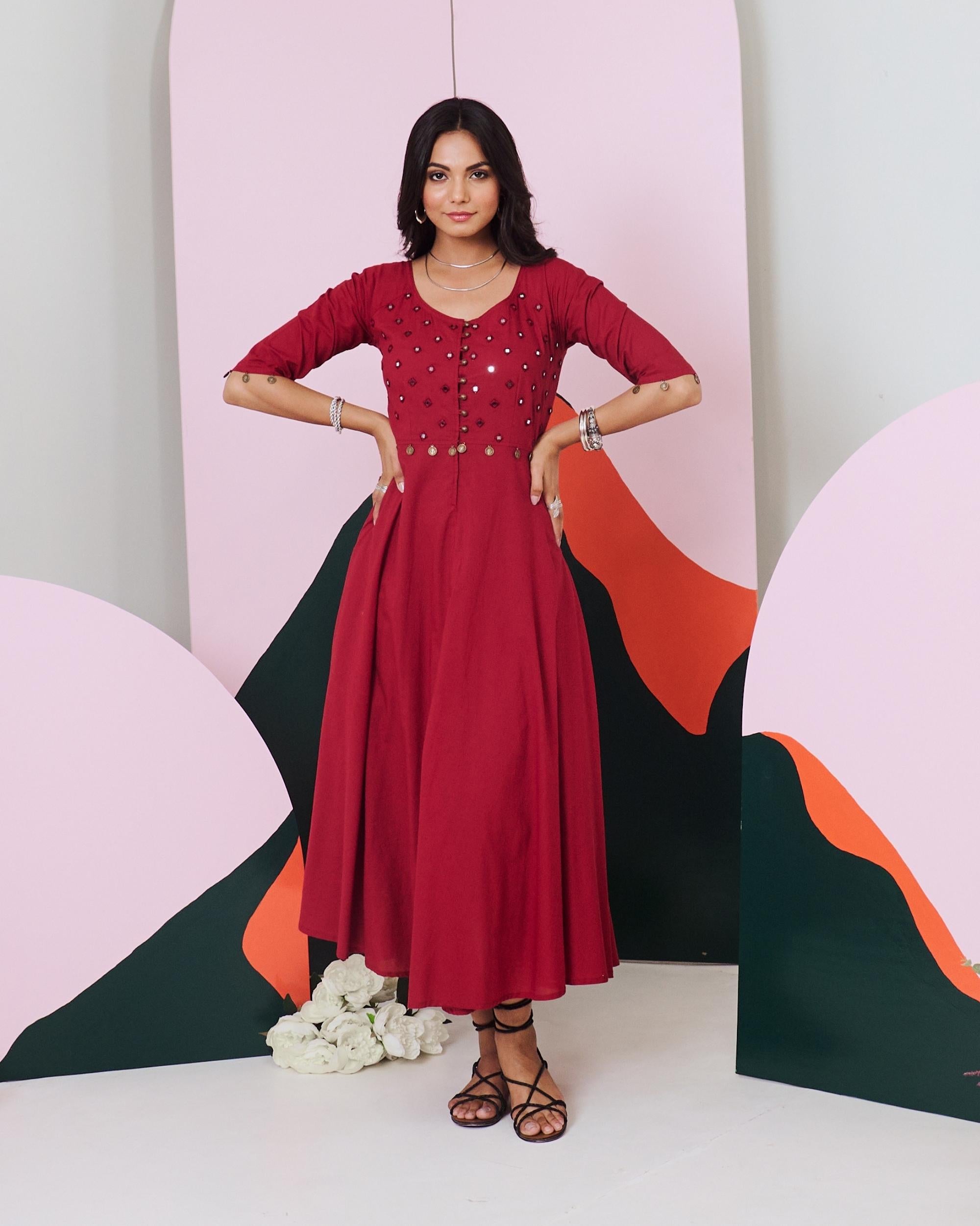 Naina Mirror Work Maxi Dress