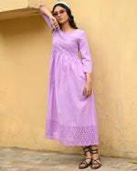 Load image into Gallery viewer, Daisy Embroidered Lilac Maxi Dress
