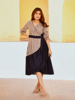 Load image into Gallery viewer, Navy Blue Wrap Dress
