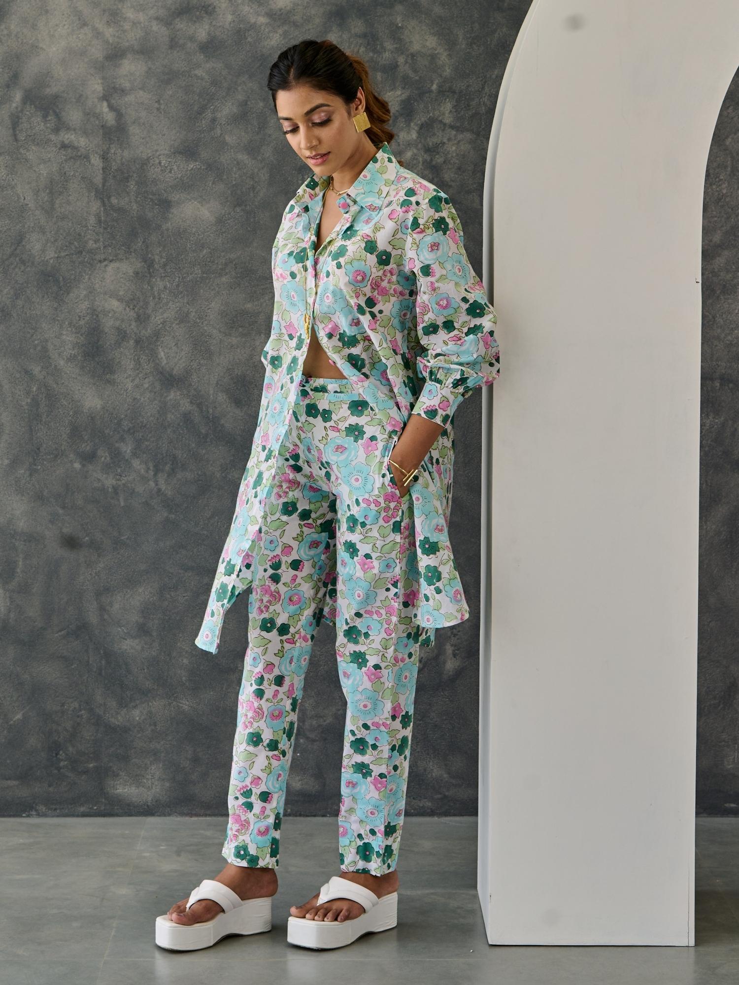 Pastel Floral Kurta- Straight Fit Pant