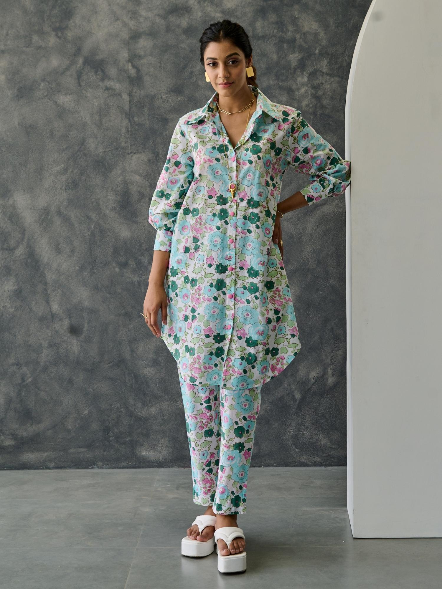 Pastel Floral Kurta- Straight Fit Pant