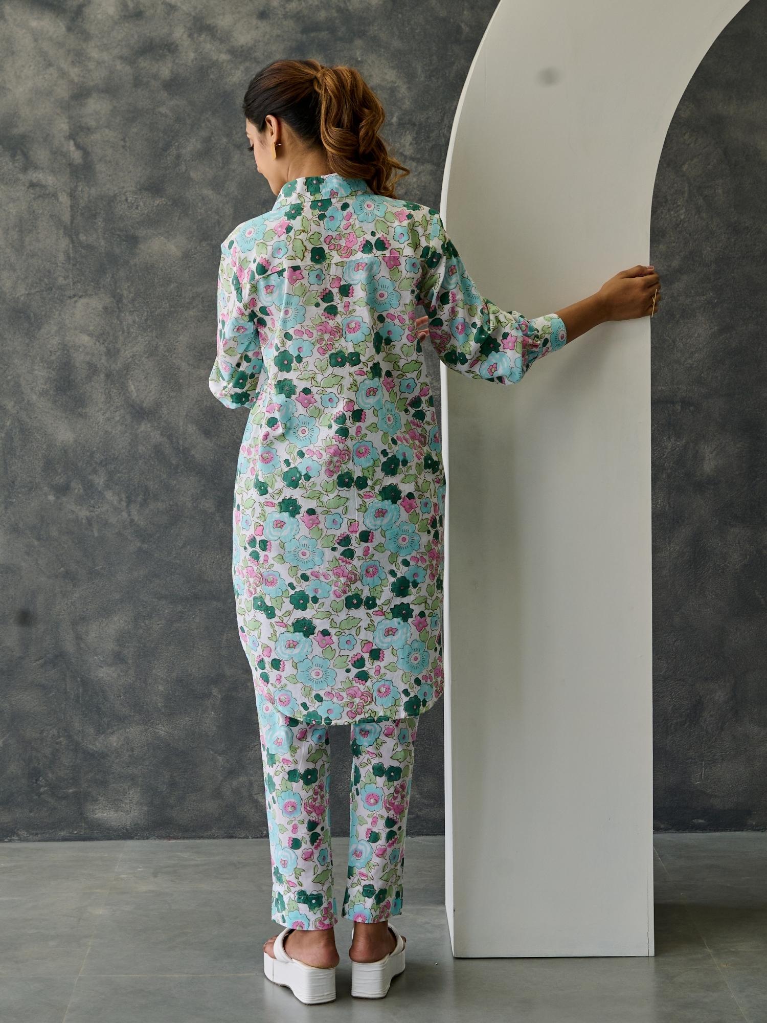 Pastel Floral Kurta- Straight Fit Pant