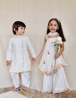 Load image into Gallery viewer, White Lotus Umbrella Kurta Pants and dupatta
