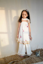 Load image into Gallery viewer, White Lotus Umbrella Kurta Pants and dupatta
