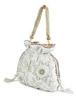 Load image into Gallery viewer, White pearly potli bag
