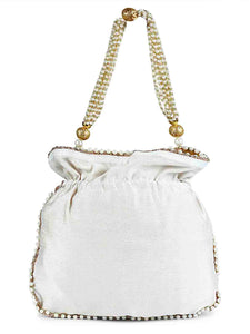 White pearly potli bag