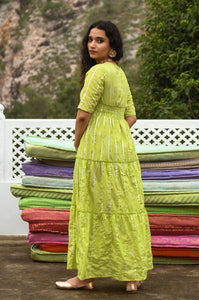 Meir Green Tier Maxi Dress