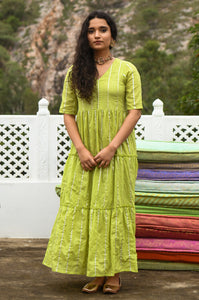 Meir Green Tier Maxi Dress