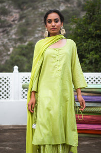 Moha Green Kurta-Skirt Set