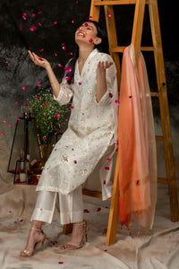 Chanderi embroidery V neck Kurta