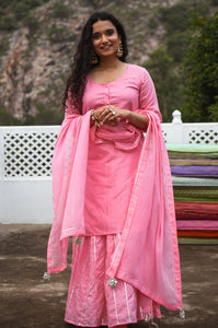 Neeru Pink Kurta-Skirt Set