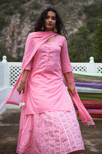 Load image into Gallery viewer, Neeru Pink Kurta-Skirt Set
