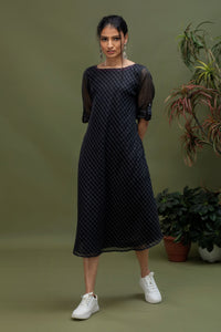 Handwoven Chanderi Cotton Checks Bias Dress