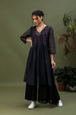 Load image into Gallery viewer, Handwoven Chanderi Checks Kurta with Box Pleats
