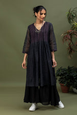 Load image into Gallery viewer, Handwoven Chanderi Checks Kurta with Box Pleats
