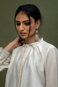 Chanderi Long Top with Handwoven Cotton Chanderi Stripes