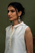 Load image into Gallery viewer, Chanderi Collared Sleeveless Kurta
