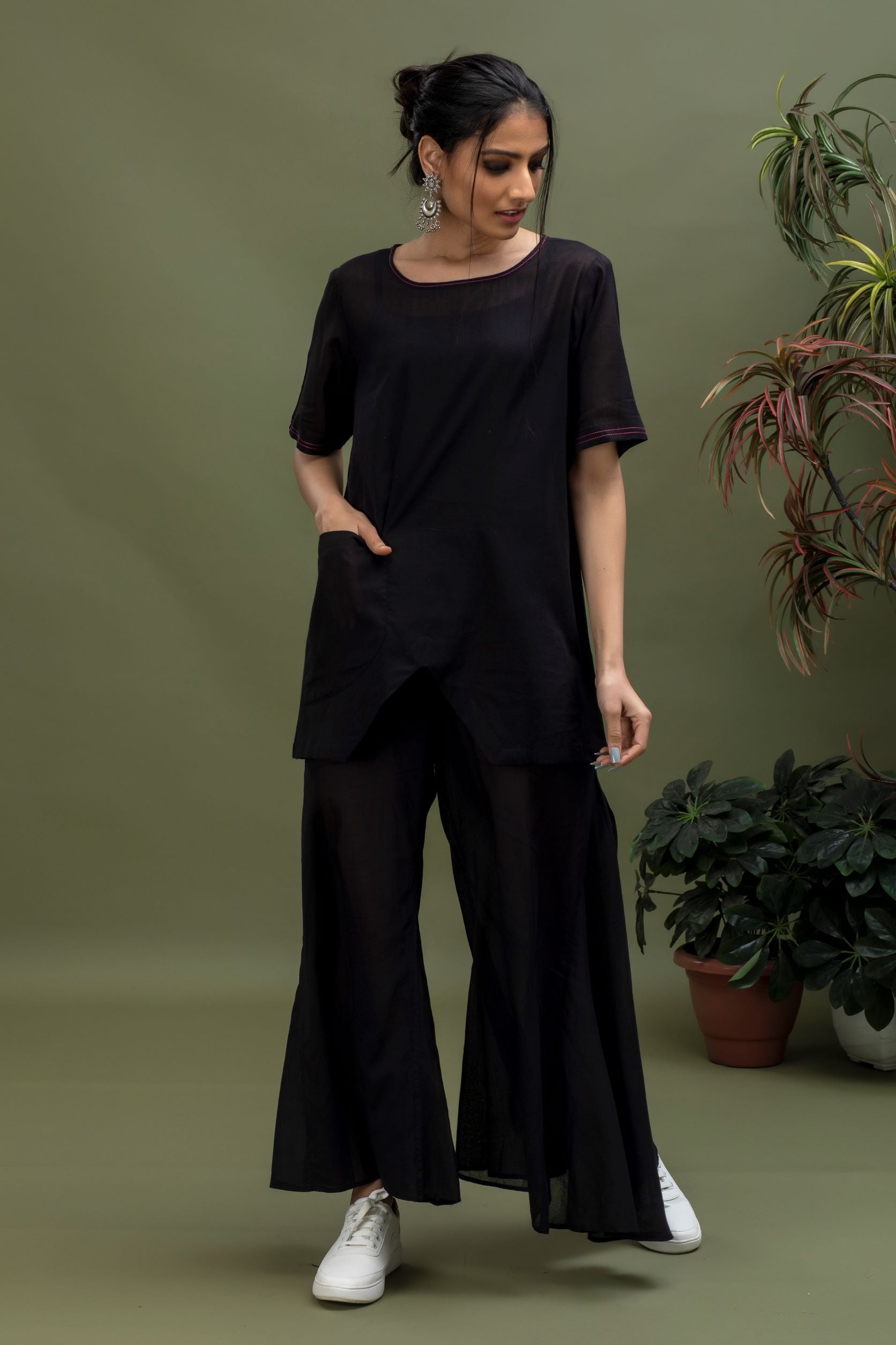 Cotton Asymmetrical Long Top