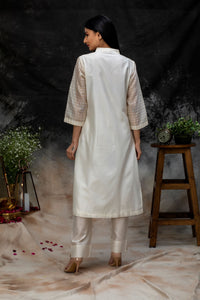 Chanderi embroidery V neck Kurta