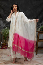 Load image into Gallery viewer, Handwoven Cotton Chanderi Shaded Dupatta with Zari Trims
