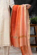 Load image into Gallery viewer, Handwoven Cotton Chanderi Shaded Dupatta with Zari Trims
