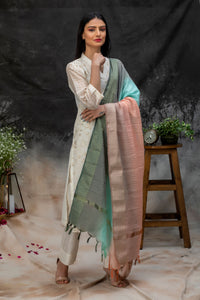 Handwoven Chanderi Checks Dupatta with Zari Border