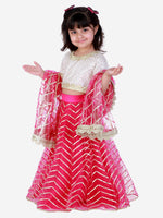 Load image into Gallery viewer, PINK GOTA DETAILED LEHNGA SET WITH CHANDERI TOP
