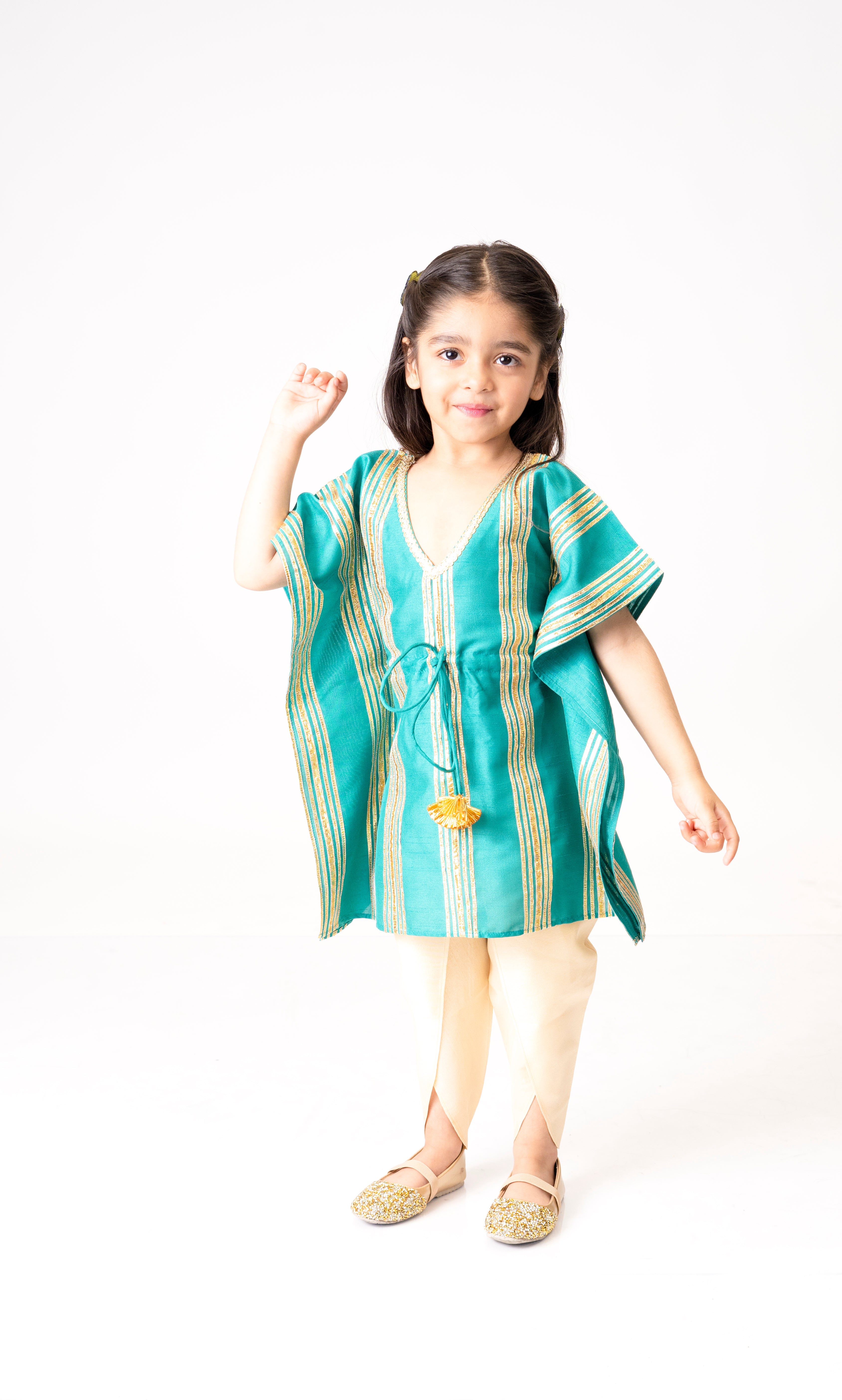 Green Kaftan With Tulip Pants