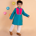 Load image into Gallery viewer, Blue Kurta set with pink patch
