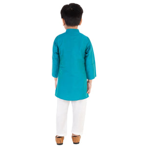 Blue Kurta set with pink patch