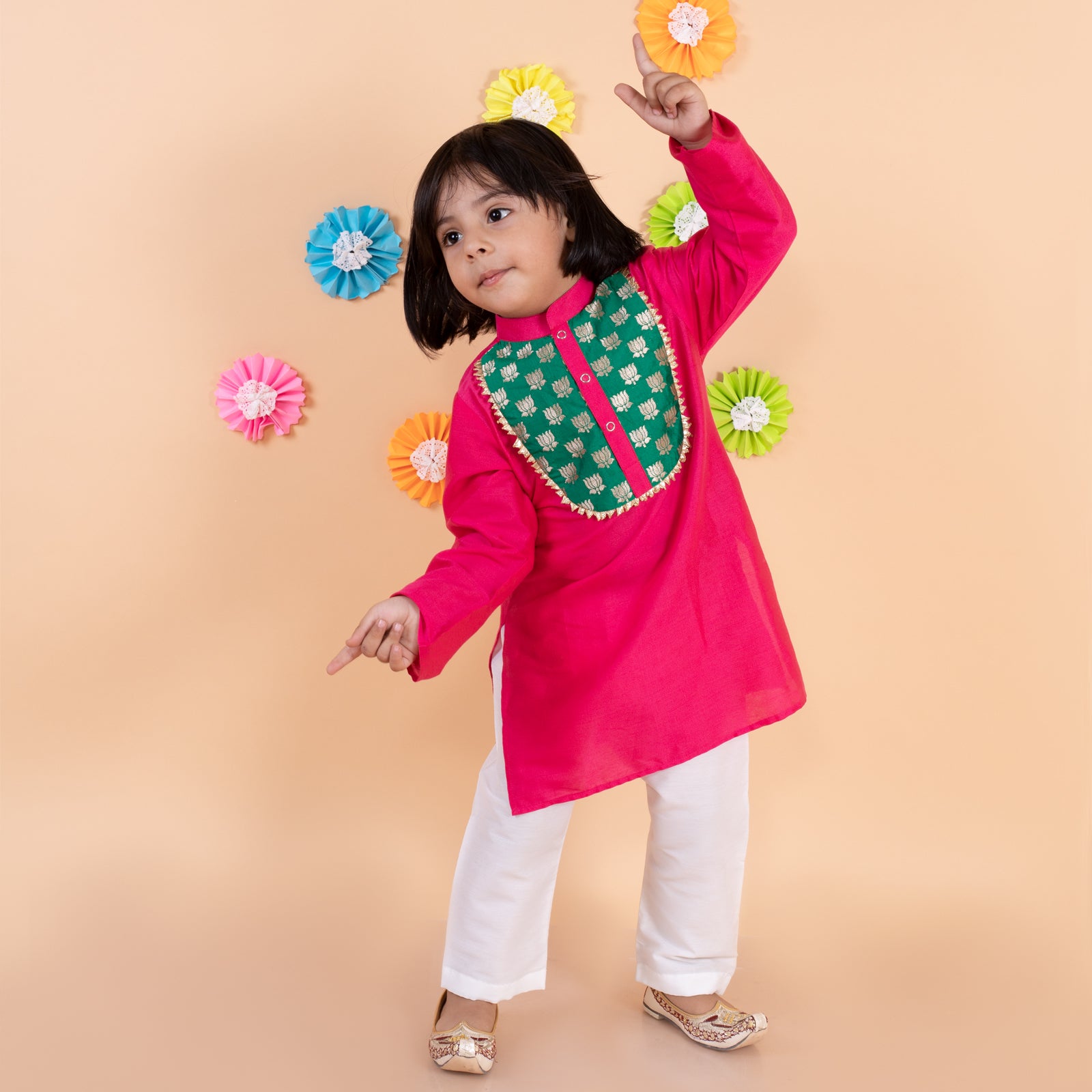 Pink Kurta with White Pajama