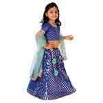 Load image into Gallery viewer, BLUE CHANDERI LEHNGA SET
