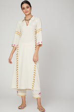 Load image into Gallery viewer, White lotus kurta pants set
