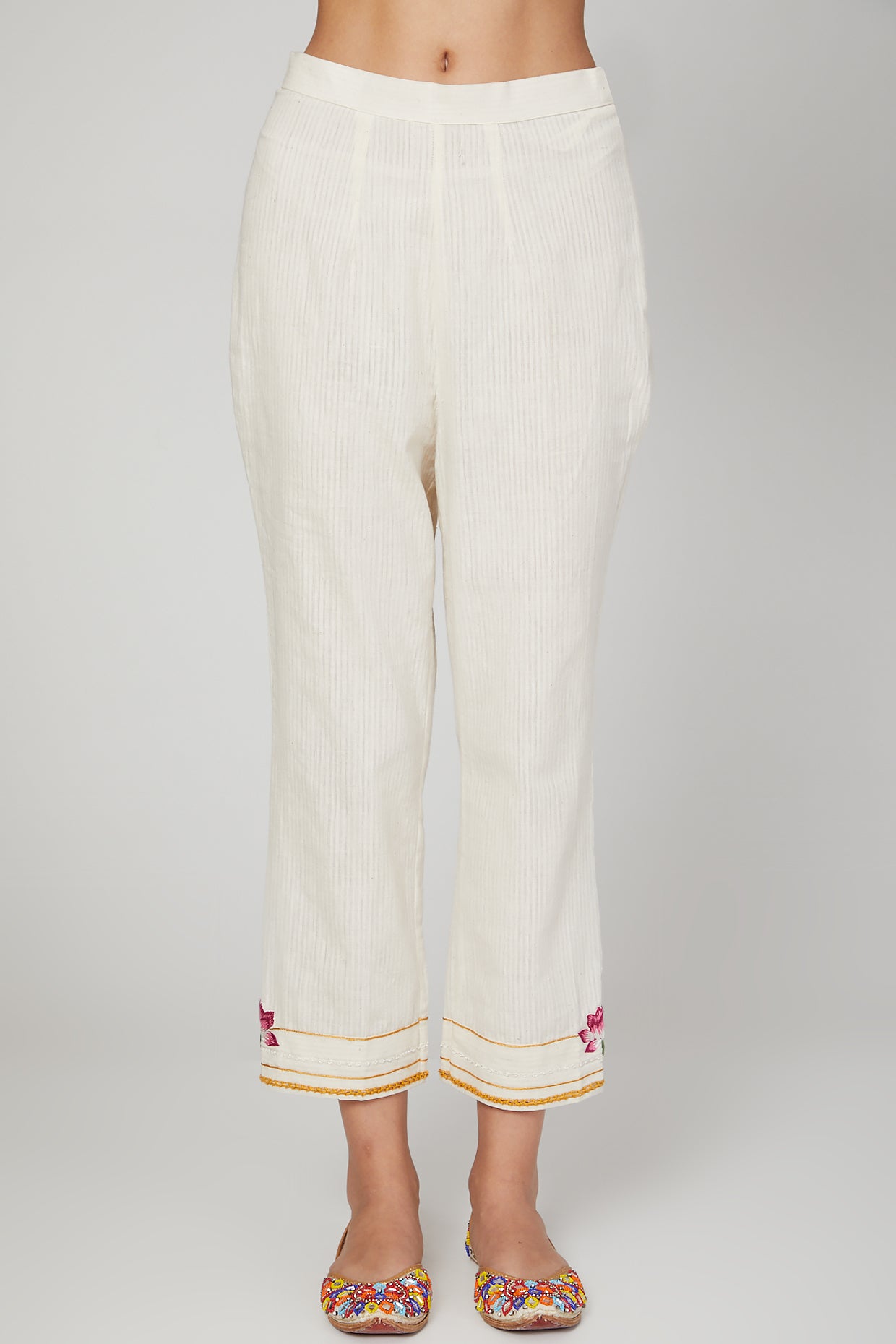 White lotus kurta pants set