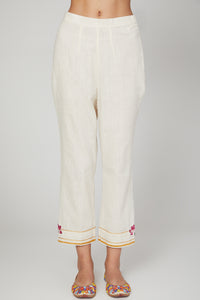 White lotus kurta pants set