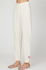 Load image into Gallery viewer, White lotus short kurta pants set
