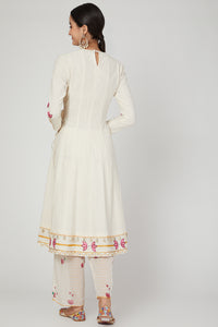 White lotus anarkali kurta pants set