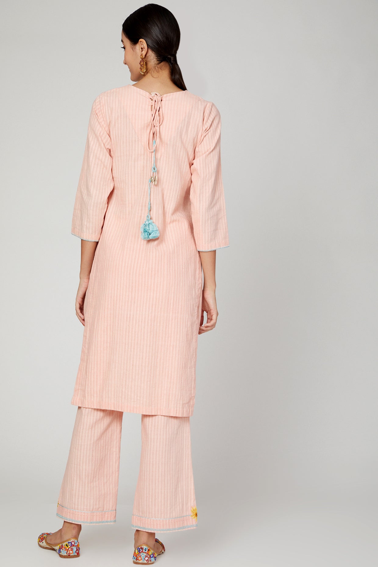 Pink sunset flower kurta pants set