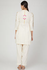 Load image into Gallery viewer, White lotus overlap kurta pants set
