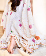 Load image into Gallery viewer, White Lotus Umbrella Kurta Pants and dupatta
