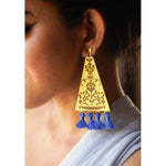 Load image into Gallery viewer, VINAYAKI HALDI INDIGO EARRINGS
