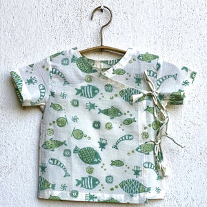 WHITEWATER KIDS UNISEX ORGANIC FISH PRINT TOP + MINT PANTS