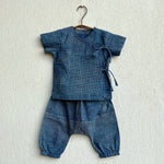 Load image into Gallery viewer, UNISEX ORGANIC INDIGO CHECK ANGARAKHA  + MATCHING PANTS
