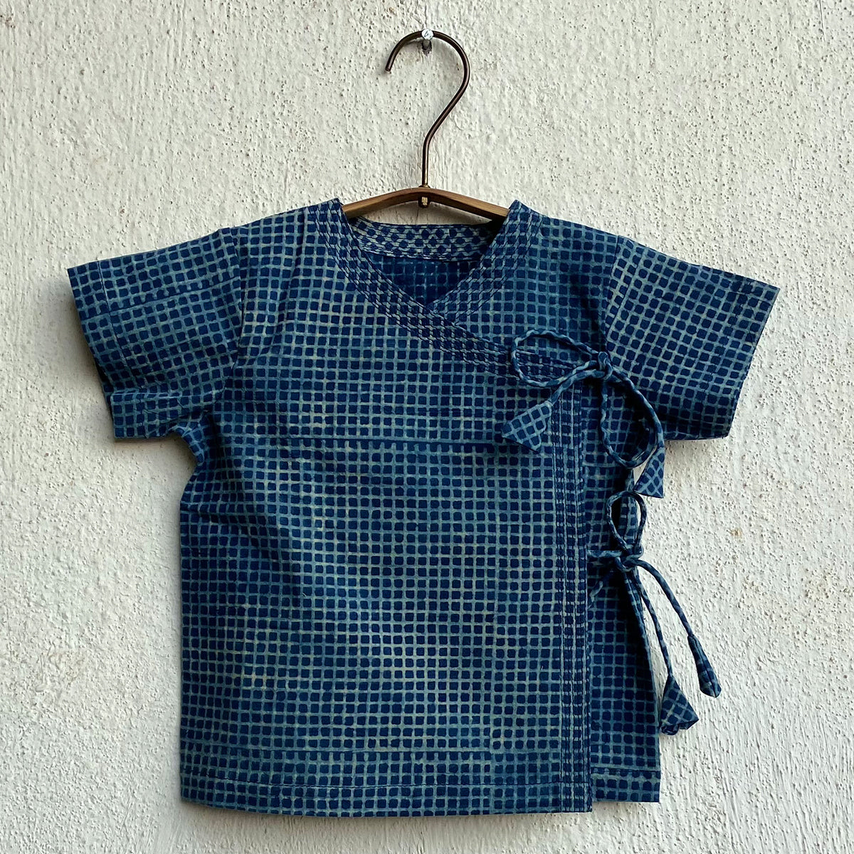 UNISEX ORGANIC INDIGO CHECK ANGARAKHA  + MATCHING PANTS