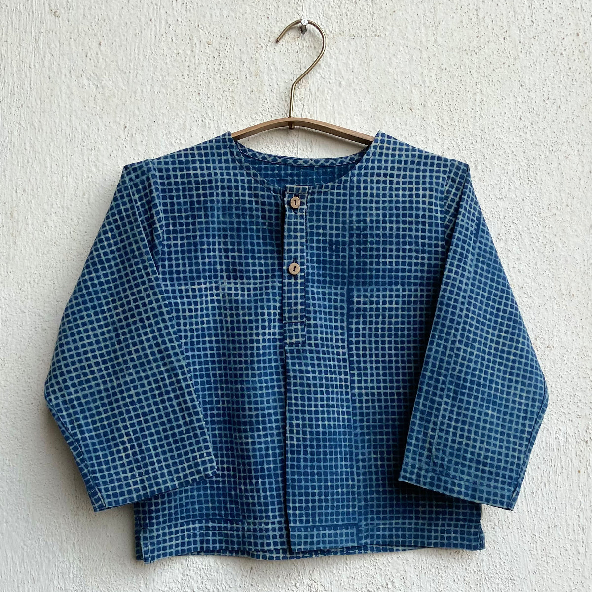 UNISEX ORGANIC INDIGO CHECK ANGARAKHA  + MATCHING PANTS